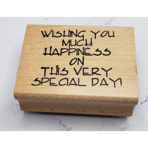 Hampton Art Stamps Wishing You Much Happiness Wood Mount Rubber Stamp Celebrate